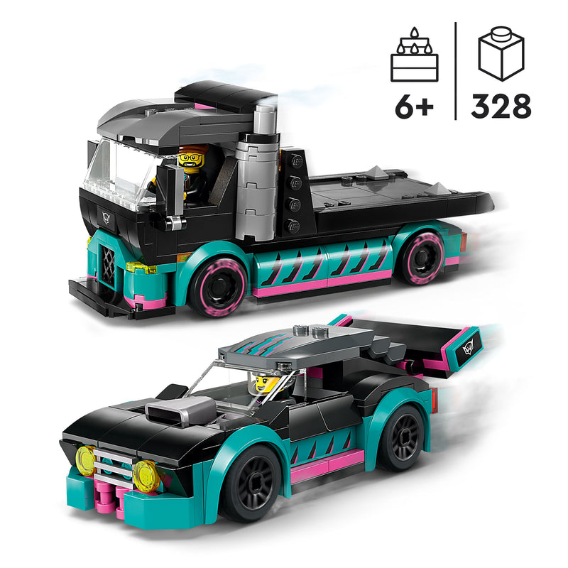 Load image into Gallery viewer, LEGO City Race Car and Car Carrier Truck Toys 60406
