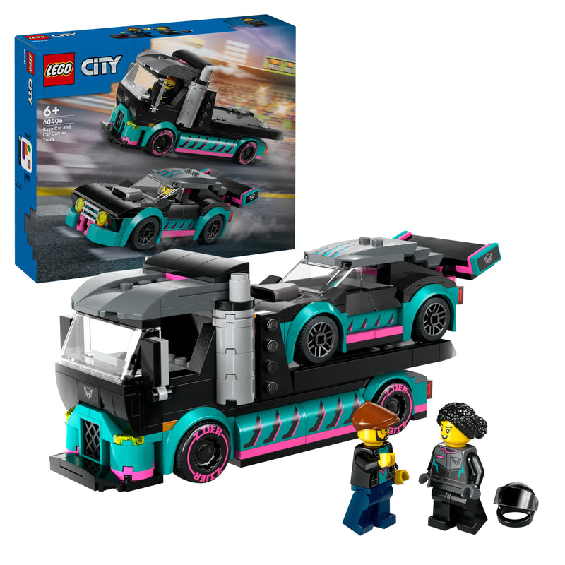 Load image into Gallery viewer, LEGO City Race Car and Car Carrier Truck Toys 60406
