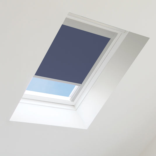Navy Blackout Blind for Velux Roof Window Size UK04 ,Silver Frames