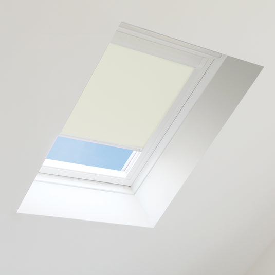 Cream Blackout Blind for Velux Roof Window Size 104 ,White Frames