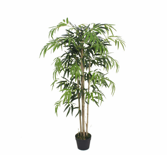 Tradala 4ft Lush Artificial Tree Large Bamboo 120cm / 4ft Tall with Real Wood Trunk - For Home Living Room Indoors