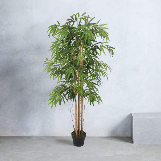 Tradala 5ft Lush Artificial Tree Large Bamboo 150cm / 5ft Tall with Real Wood Trunk - For Home Living Room Indoors