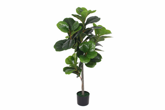 Tradala 4ft Lush Artificial Fiddle Fig Tree 120cm / 4ft Tall with Real Wood Trunk - For Home Living Room Indoors