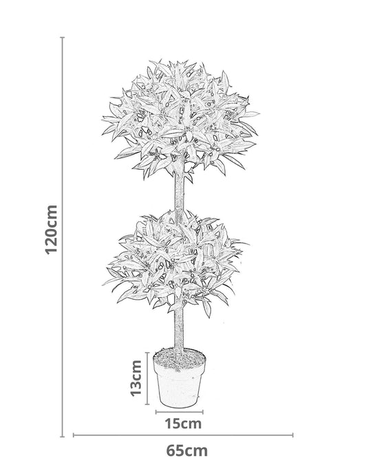 Tradala 4ft Lush Artificial Olive Double Topiary Tree 120cm / 4ft Tall with Real Wood Trunk - For Home Living Room Indoors