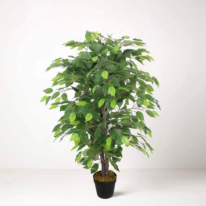 Tradala 3ft Lush Artificial Tree Large Bushy Ficus 90cm / 3ft Tall in Plant Pot - For Home Living Room Indoors