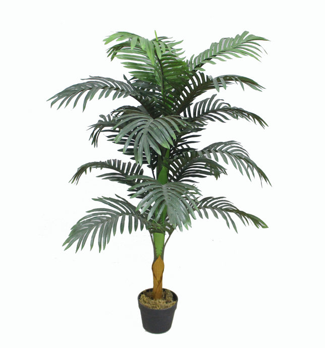 Tradala 4ft Large Lush Faux Artificial Areca Palm Tree | Green Indoor House Plant 120cm Tall - For Home Living Room Indoors